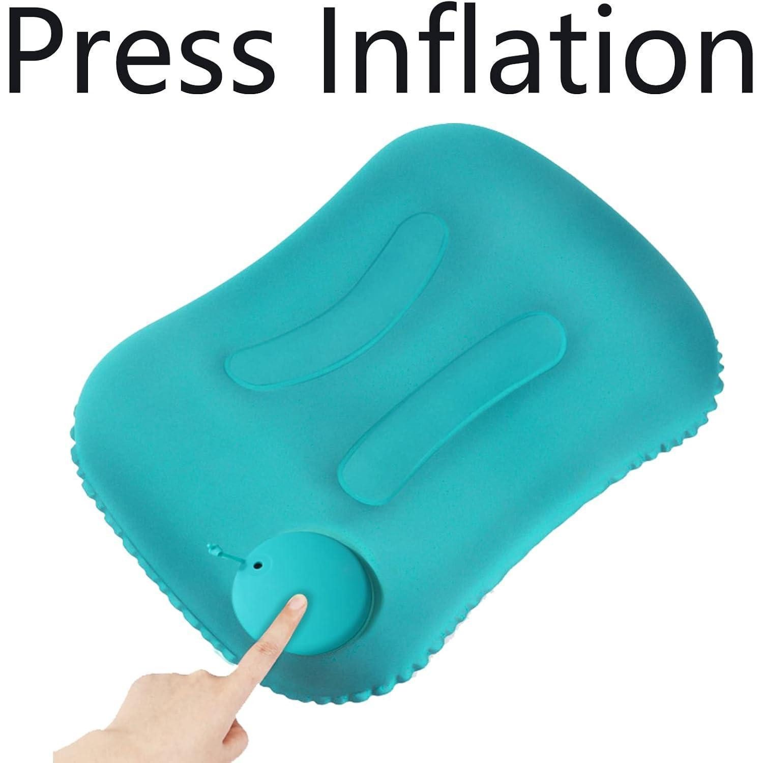 LuxusKollektion Reisekissen Aufblasbares Kissen Reisekissen Camping Handpresse Outdoor Blau