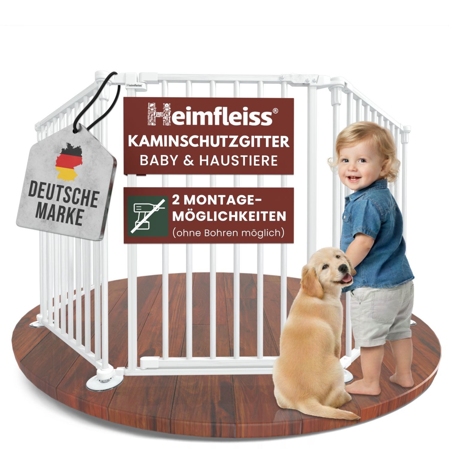 Heimfleiss® Ofenschutzgitter Kaminschutzgitter Baby Ofenschutzgitter Kinderschutz, Weiß: 5-teiliges Kamingitter aus hitzebeständigem Stahl