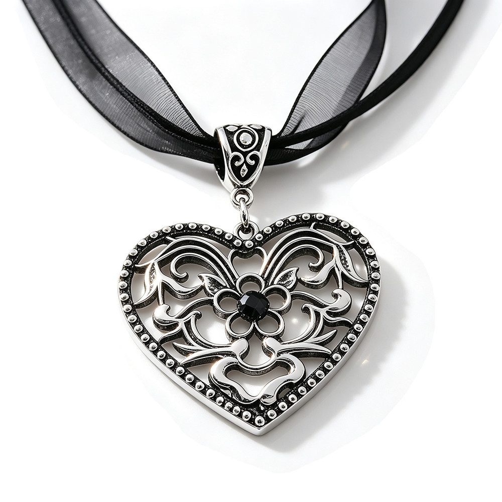 nsihing Schmuckset Trachtenschmuck,bayerischer Dirndl-Schmuck,Bierfest Herz-Halskette (1-tlg), Bayerische Trachtenkette mit Strass-Herzanhänger und für Damen