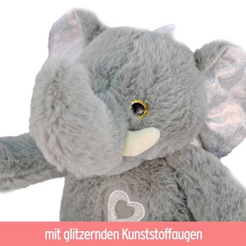Tierkuscheltier Elefant mit Herz Plüschtier und Glitzeraugen - ca. 32 cm