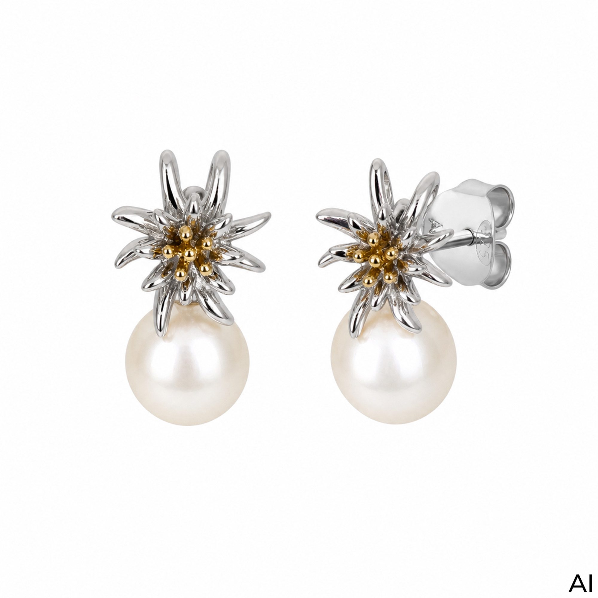 CELESTA Paar Ohrstecker 925/- Sterling Silber Tracht zweifarbig Perle