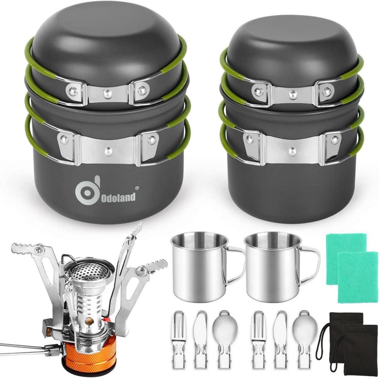Campingstuhl Camping Geschirr Set 16-teilig für 2 Personen Outdoor Kochgeschirr
