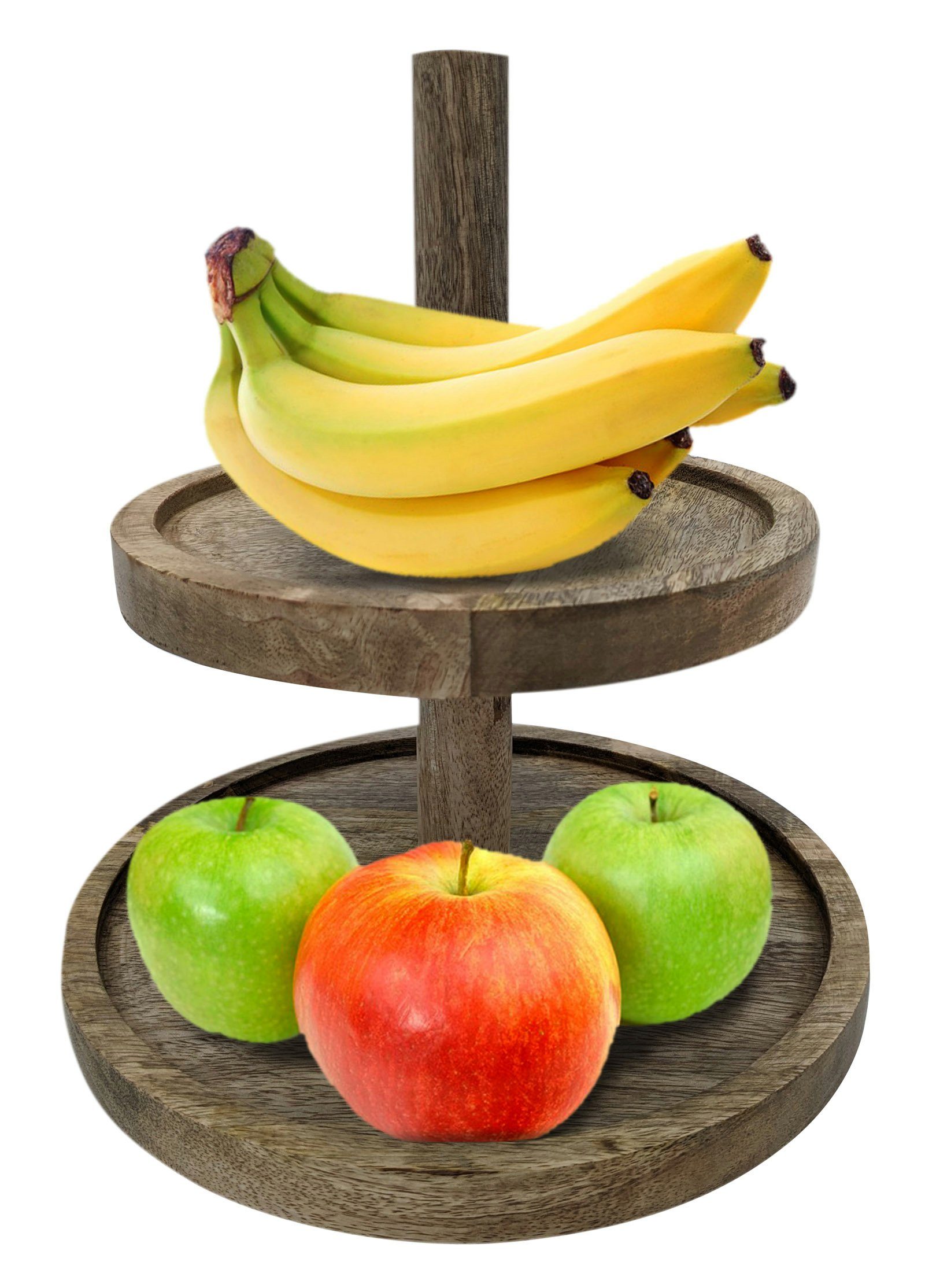 Spetebo Etagere Mangoholz Etagere mit 2 Ablagen - 25 cm, Mangoholz, (Packung, 1-tlg., 1 x Servierständer), Servierständer aus Holz – Bild 4 von 4