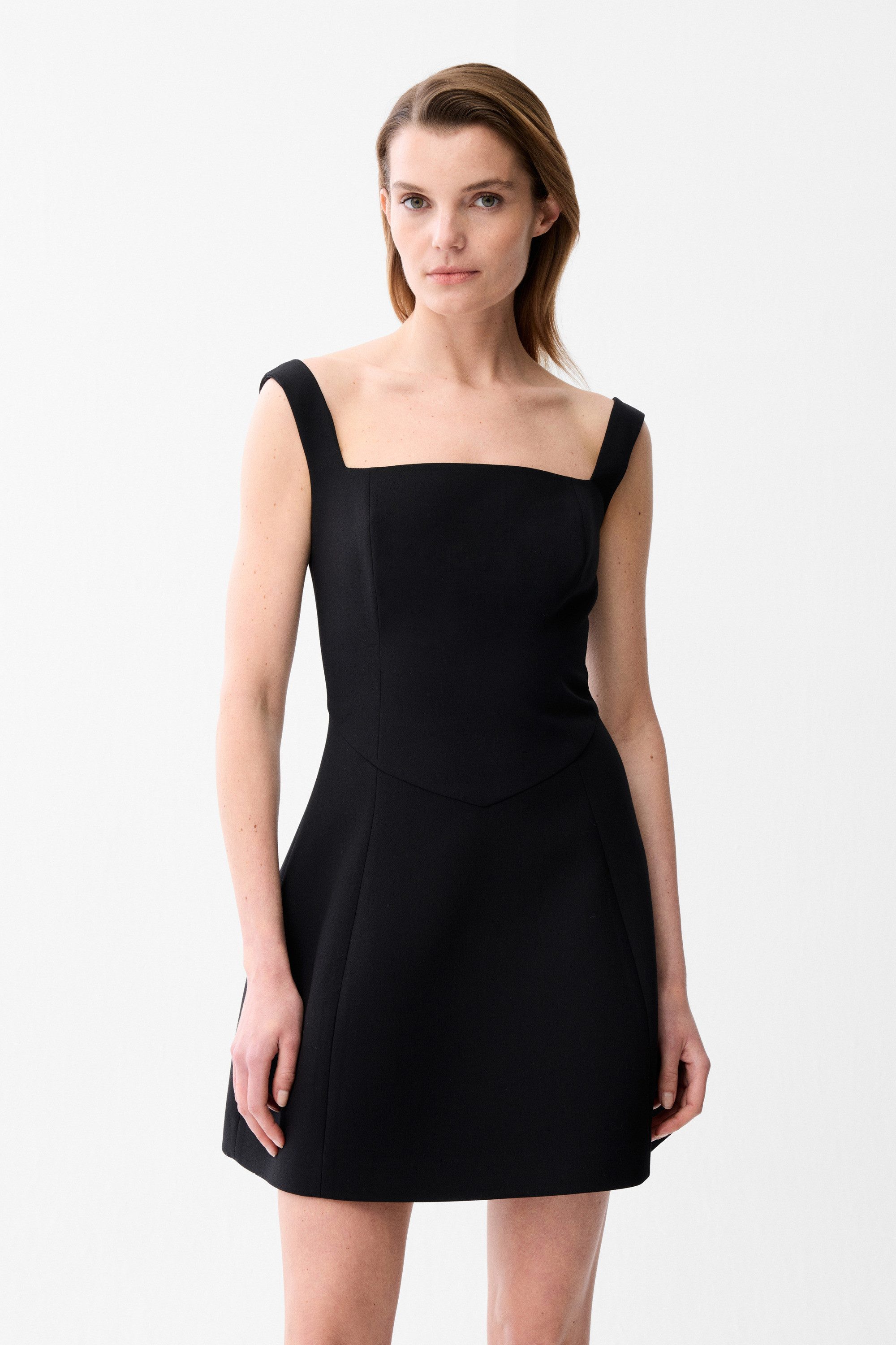 adL Minikleid Mini-Kleid mit Karree-Ausschnitt und Korsagendetail