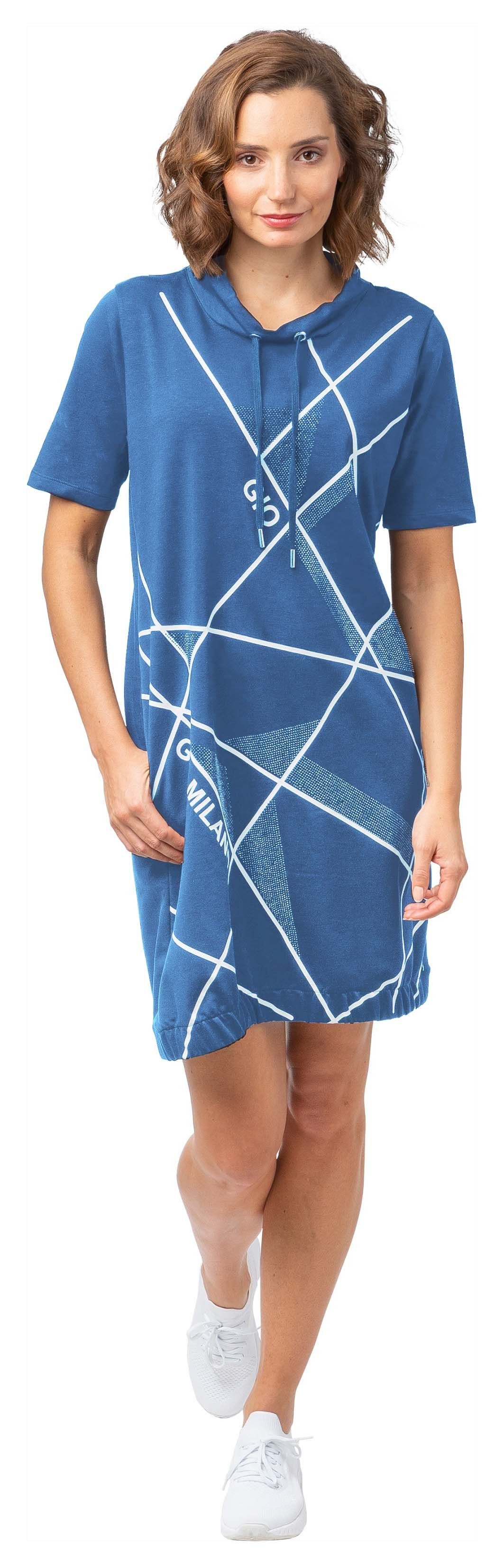 Gio Milano Shirtkleid Kleid mit abstraktem Druck und dezentem Strassbesatz günstig online kaufen