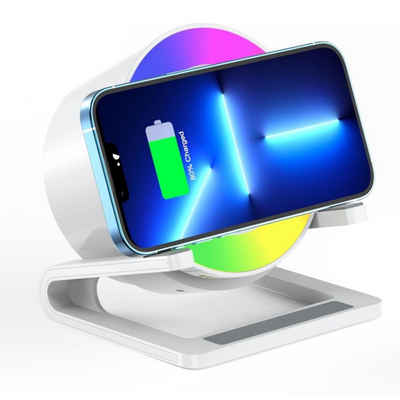 BlingBin 15W Wireless Charger mit Bluetooth Lautsprecher und Nachtlicht Lautsprecher-Ladegerät (1 Set, 1-tlg., Kabellose Touch Dimmbar)