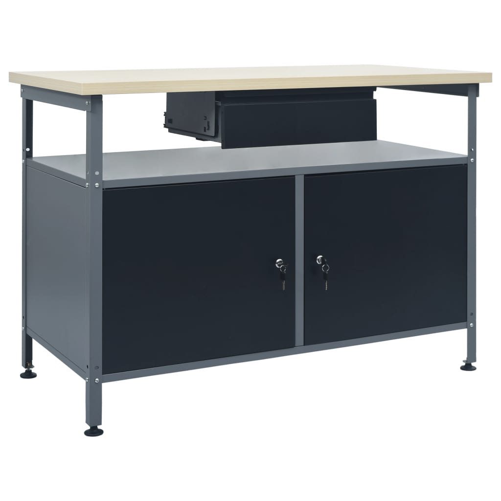 vidaXL Werkbank Werkbank Schwarz 120x60x85 cm Stahl