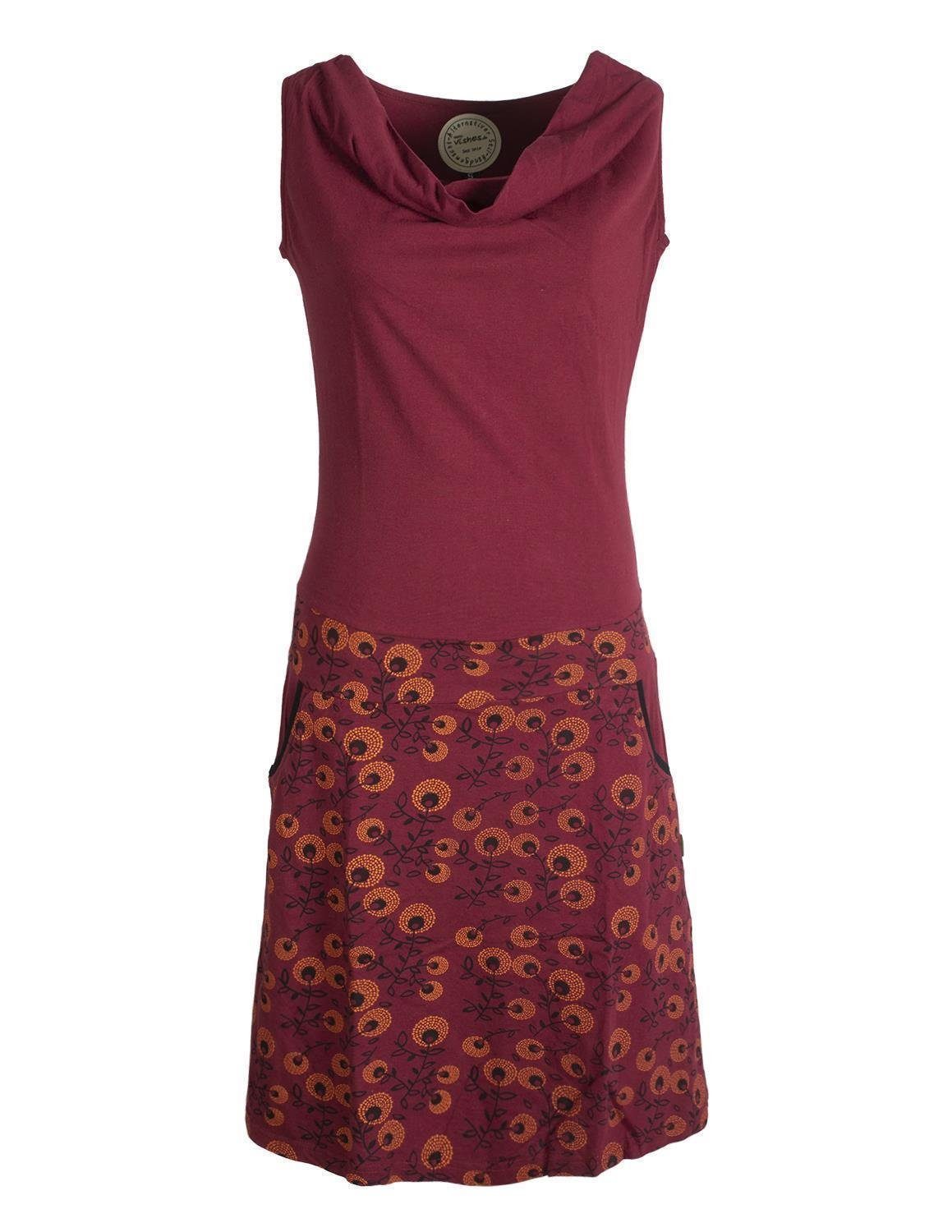 Sommerkleid Kleid Blumen-Muster, Wasserfall-Kragen und Taschen