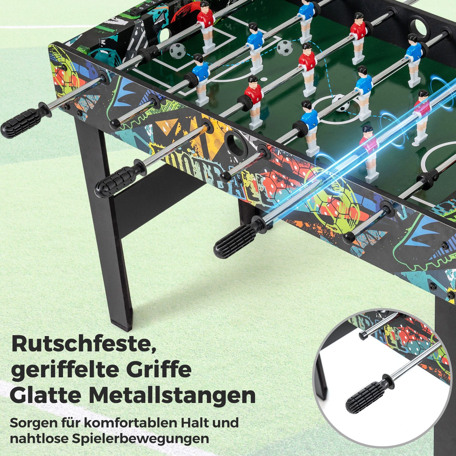 COSTWAY Kickertisch, 2 in 1 Tischfußballspiel mit abnehmbaren Beinen, Holz