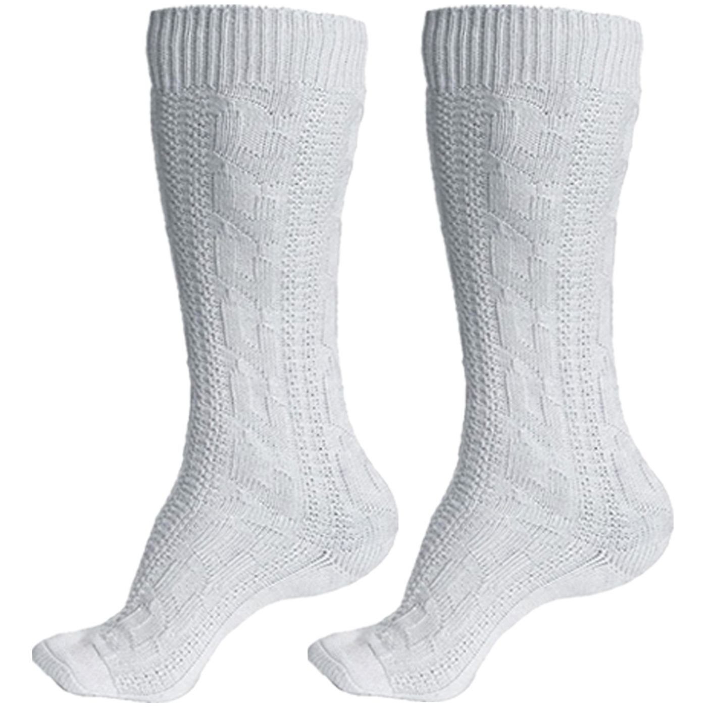 German Wear Trachtensocken GW200 Weiß Paar (1-Paar) Trachtensocken Trachtenstrümpfe Zopfmuster 40cm