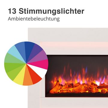 RICHEN Elektrokamin Castor, Standkamin mit Heizung 2000W, 3D-Flammeneffekt, LED-Beleuchtung, Fernbedienung, Timer, Thermostat