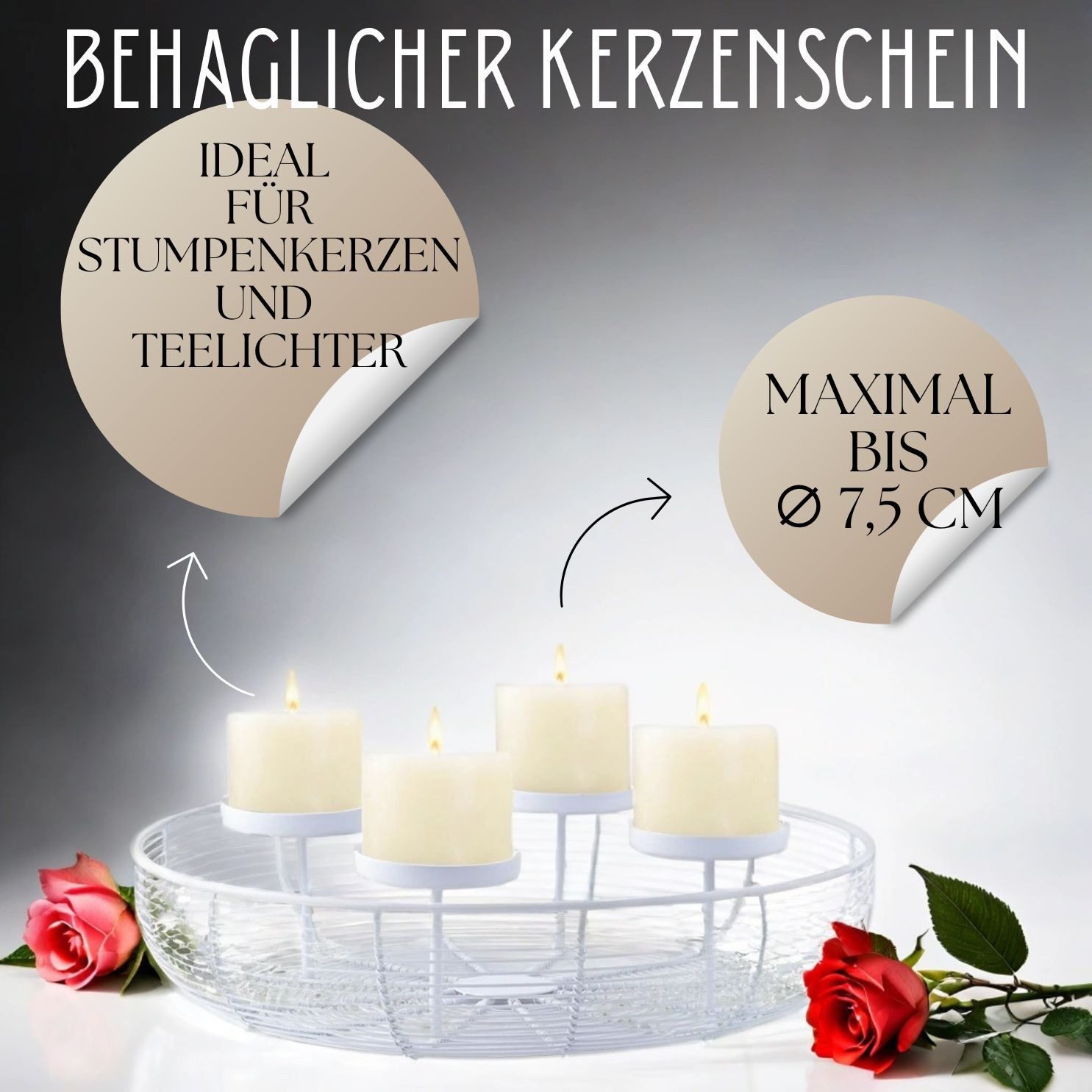 Marrakesch Orient & Mediterran Interior Adventskranz Moderner Adventskranz Orbe handgefertigt aus Metall in Weiß 37 cm, Handarbeit