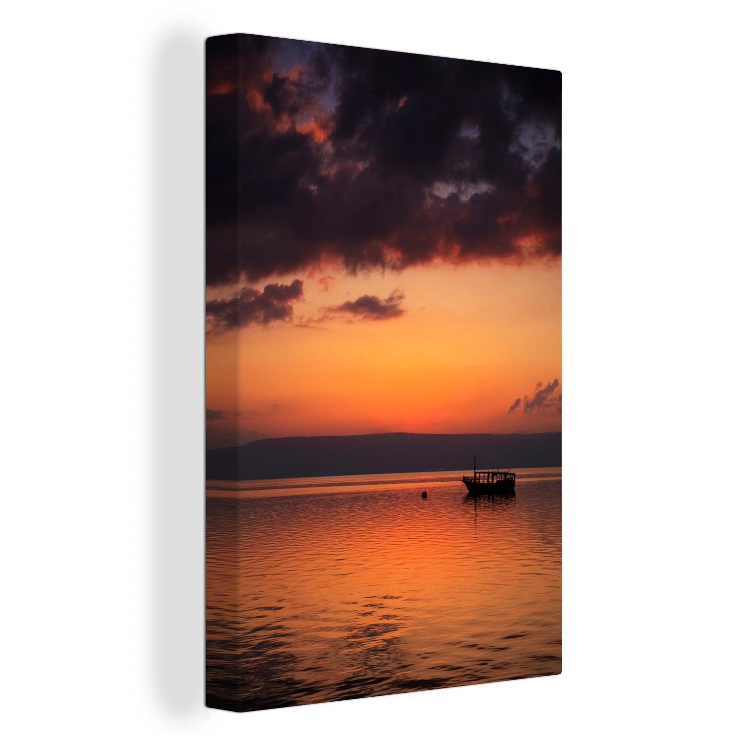 OneMillionCanvasses® Leinwandbild Orange - Wasser - Himmel, (1 St), Leinwandbild fertig bespannt inkl. Zackenaufhänger, Gemälde, 20x30 cm