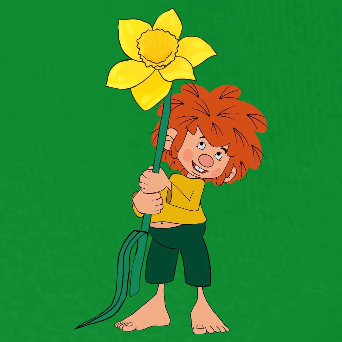 Spreadshirt T-Shirt Pumuckl Design Mit Gelber Blume Männer Premium T-Shirt (1-tlg)