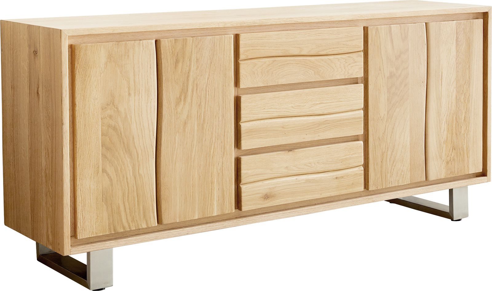 DELIFE Sideboard Live-Edge, 170 cm Eiche Natur 3 Schübe 4 Türen Sideboard