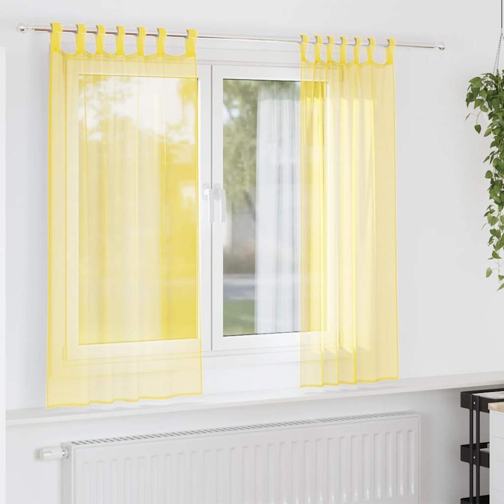 vidaXL Vorhang Voile Vorhänge mit Schlaufen 2 Stk. Gelb 140x175 cm (1 St) – Bild 2 von 5