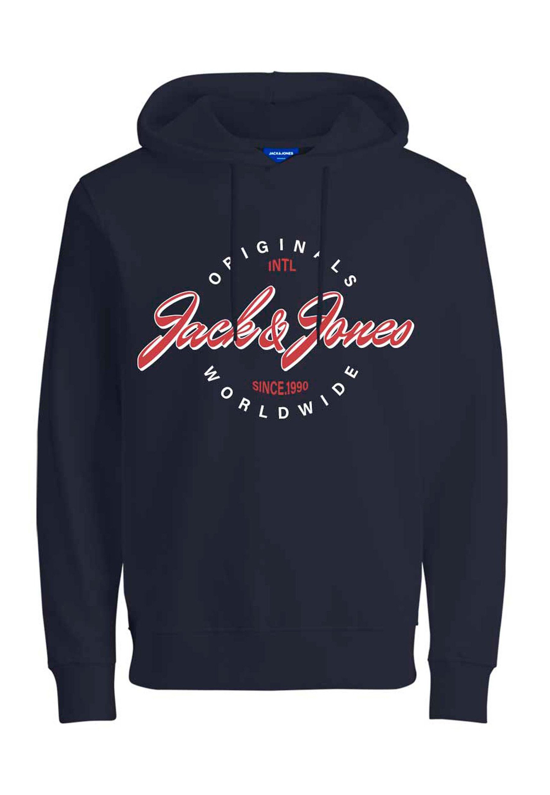 Jack & Jones Hoodie Pullover JOROSCAR SWEAT HOOD (1-tlg) Navy Blazer