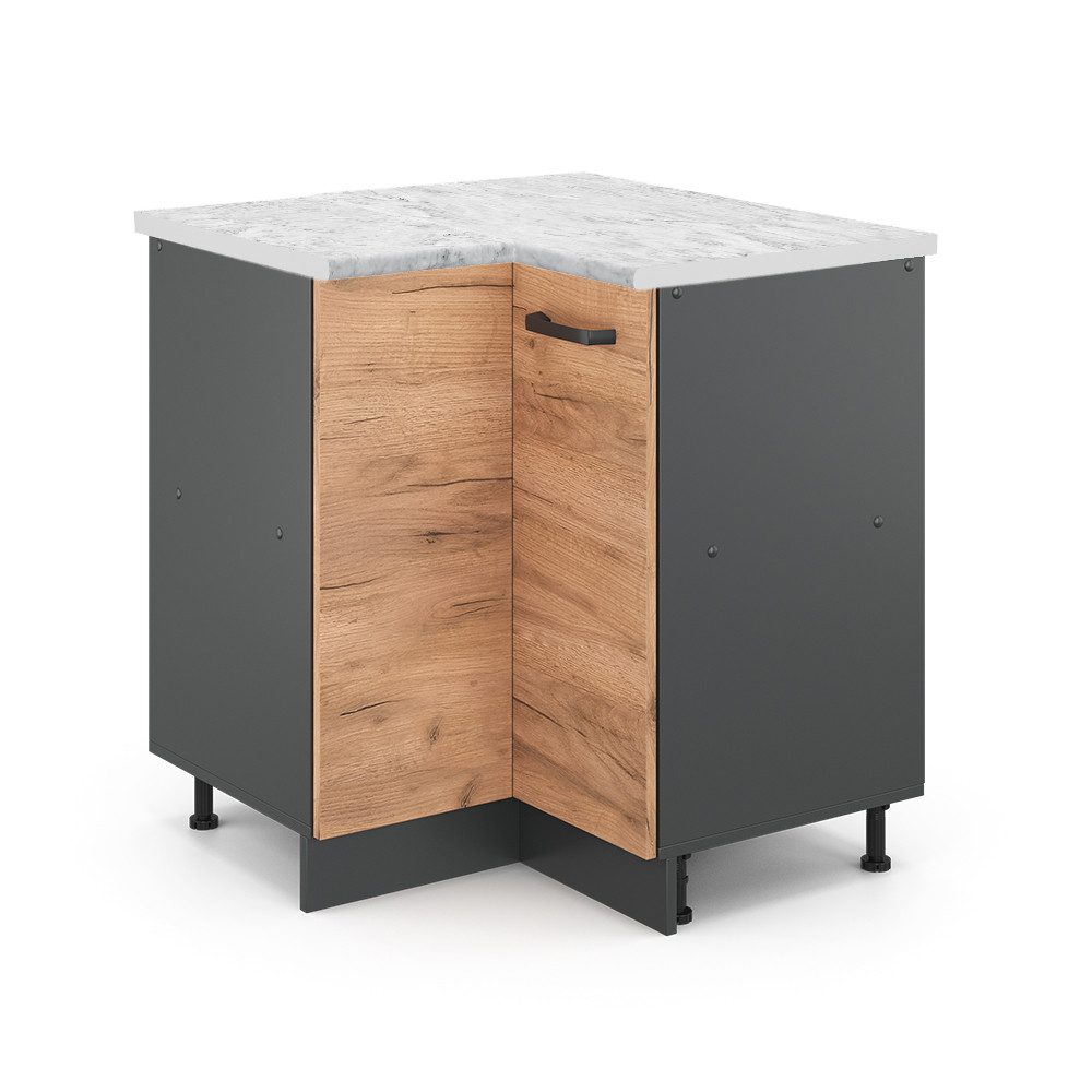 Vicco Eckunterschrank R-Line, Goldkraft Eiche/Anthrazit, AP günstig online kaufen