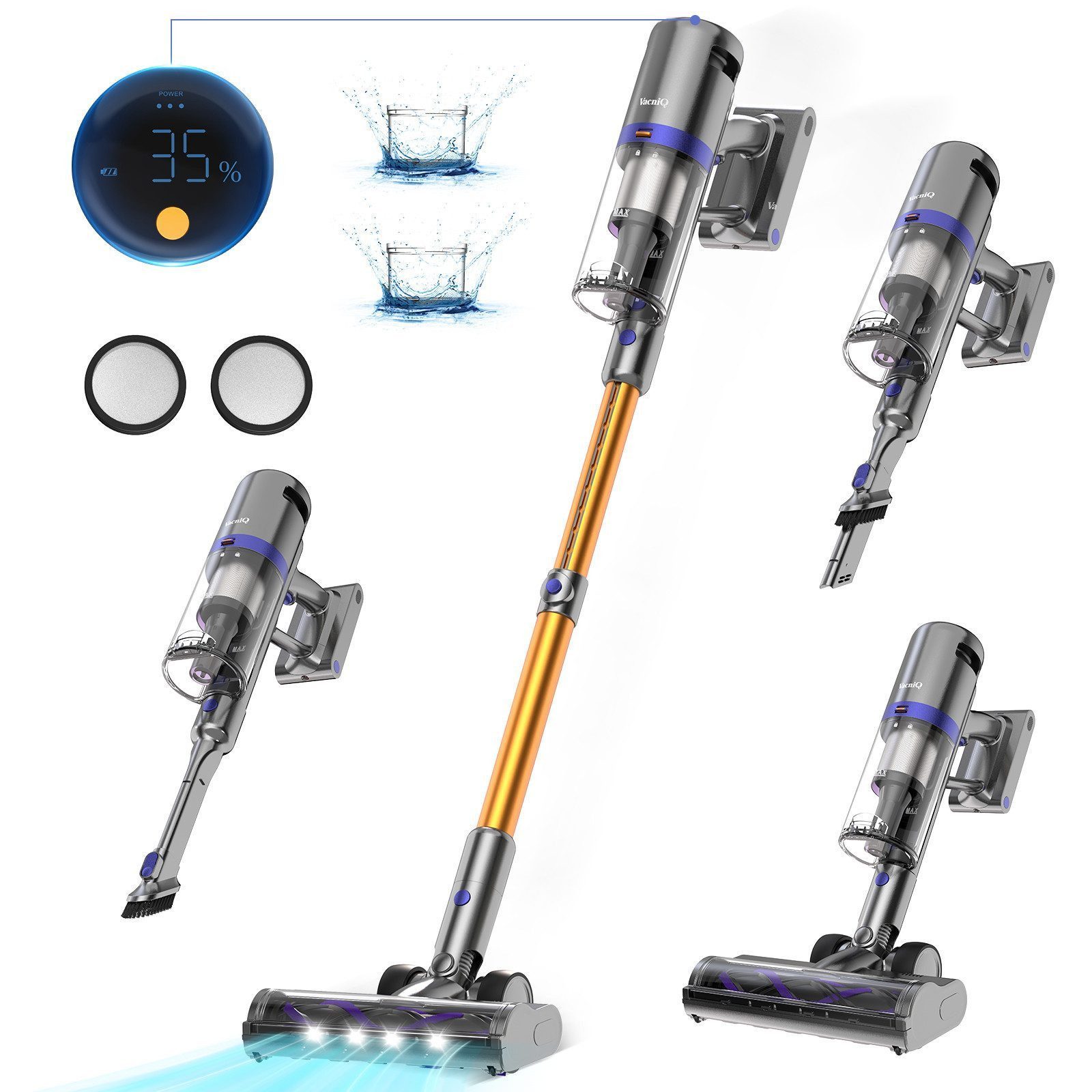 VacniQ Akku-Hand-und Stielstaubsauger Stielstaubsauger 500W,78Kpa, 80 Minuten Betriebszeit