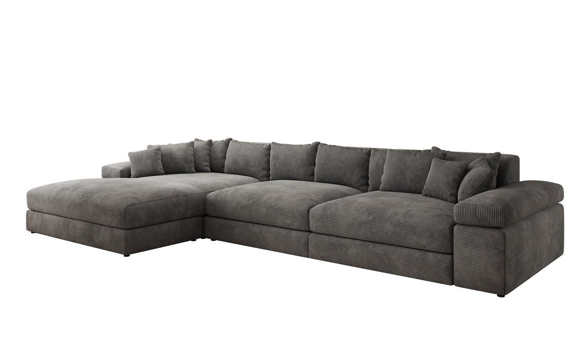 Luxusbetten24 Sofa Designer Sofa Bernardo L Maxi in Cord, mit breiter Ottomane