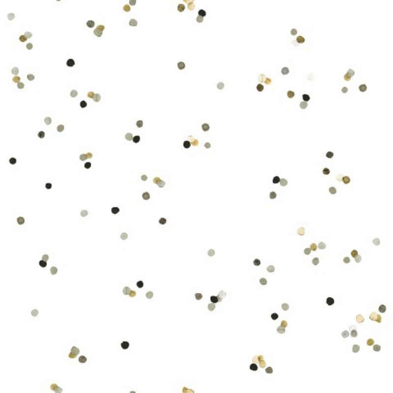 vtwonen Vliestapete Punkte/Confetti, 3D-Optik, (1 St), Weiß/Schwarz/Gold - 10m x 52cm