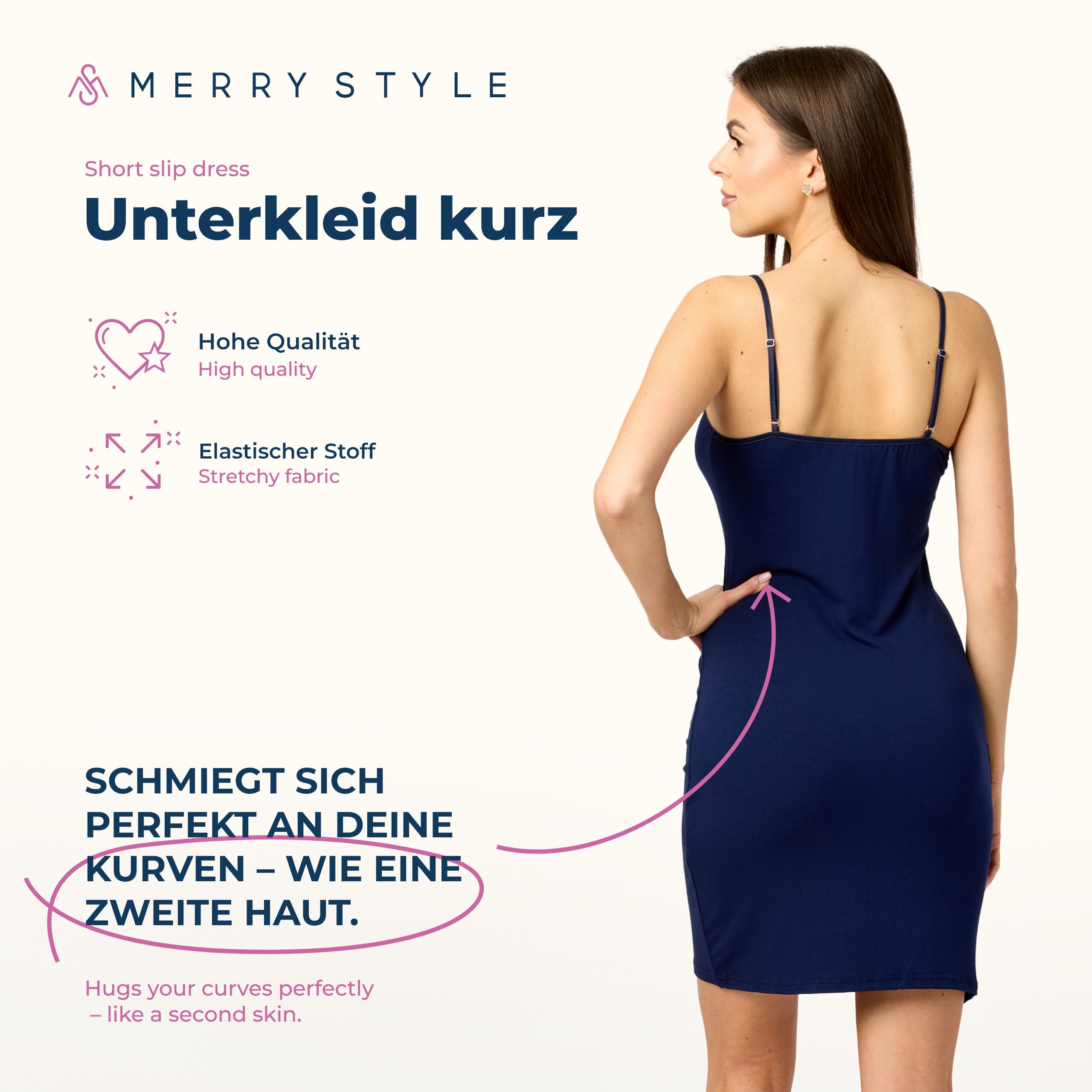 Merry Style Unterkleid Damen kurz Viskose MS10-203 (1-tlg) verstellbare Träger