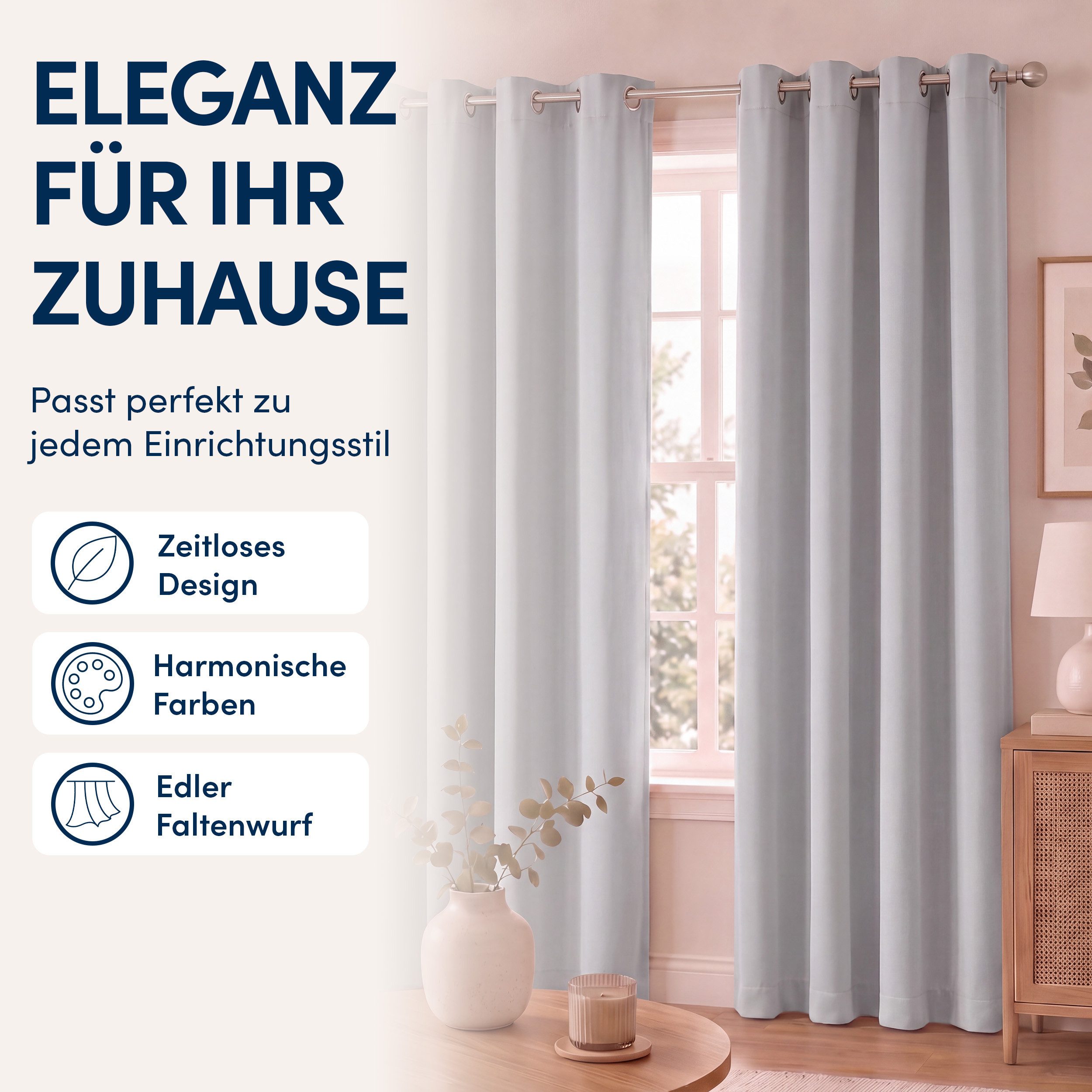 Stoffschmiede Gardine Blickdicht - Kräuselband & Ösen, Ösen – Bild 4 von 5