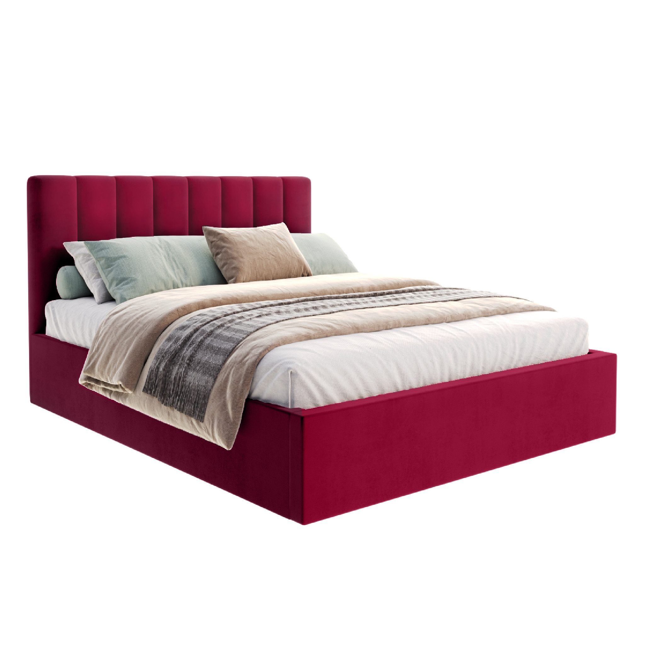 FDM Polsterbett OSKAR modern mit Bettkasten MADE IN EU - mit hochwertigem Paris Bezug (verfügbar 90x200 120x200 140x200 160x200 180x200cm, Bettrahmen, Bett, mit großen gepolsterten Kopfteil, mit Bettkasten zum aufklappen), Hebbarer Metallrahmen, Bettkasten, mit/ohne Matratze