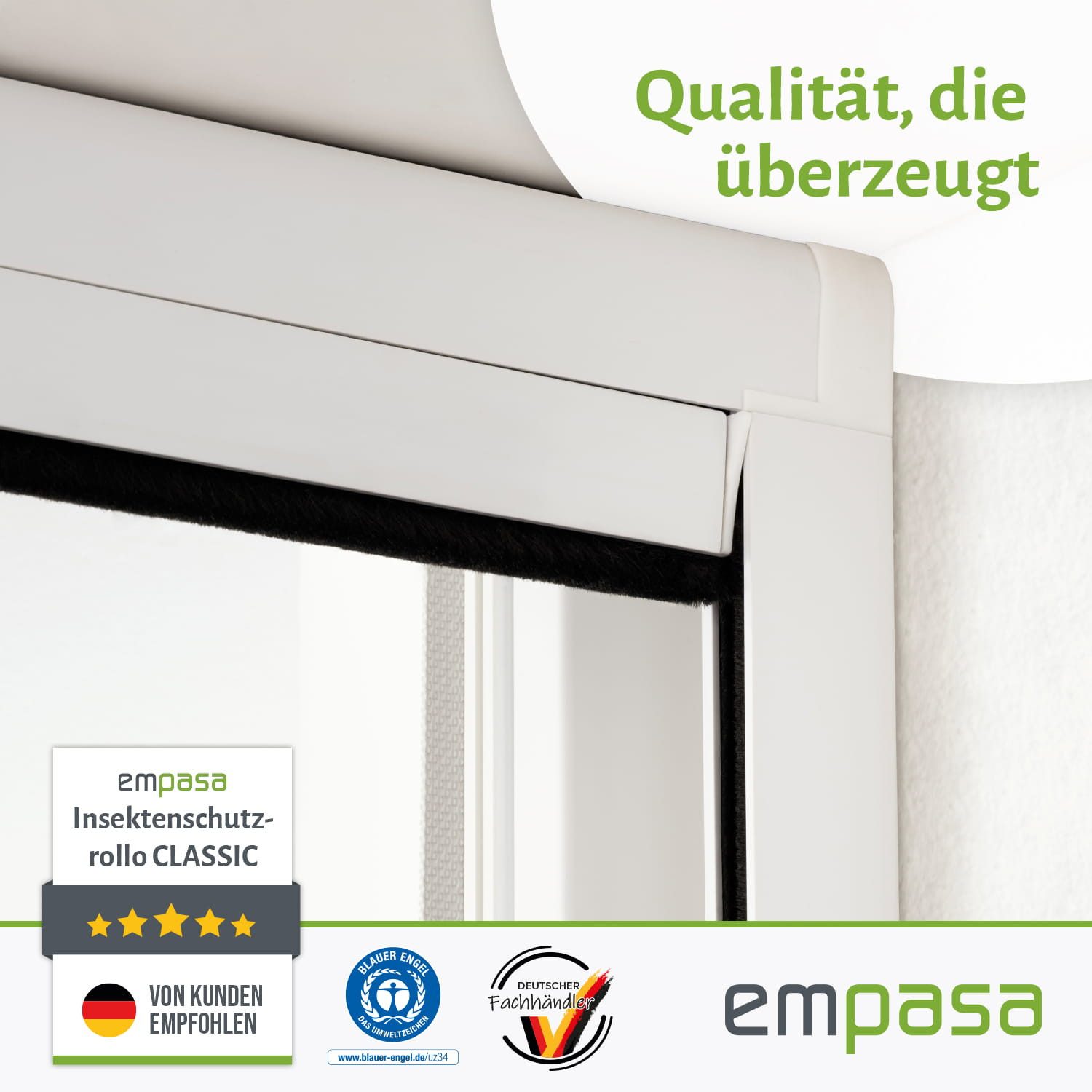 empasa Insektenschutz-Fensterrahmen Rollo "CLASSIC", Fenster Insektenschutz Rollo mit Fiberglas-Gewebe & Bürstendichtung – Bild 4 von 5