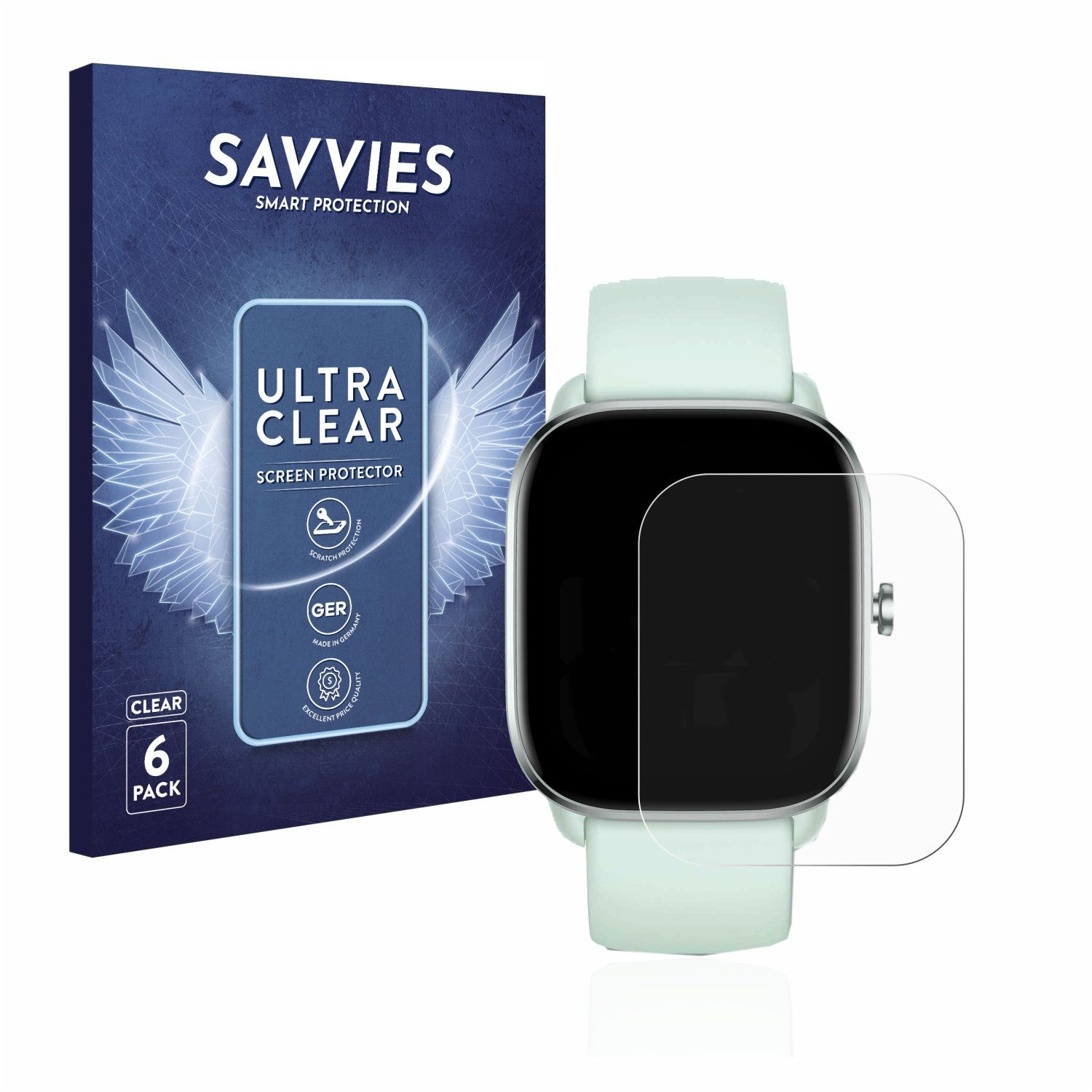Savvies Displayschutzfolie Schutzfolie für Huami Amazfit GTS 4 Mini, 6 Stück, Displayschutz Schutz Folie Klar Transparent