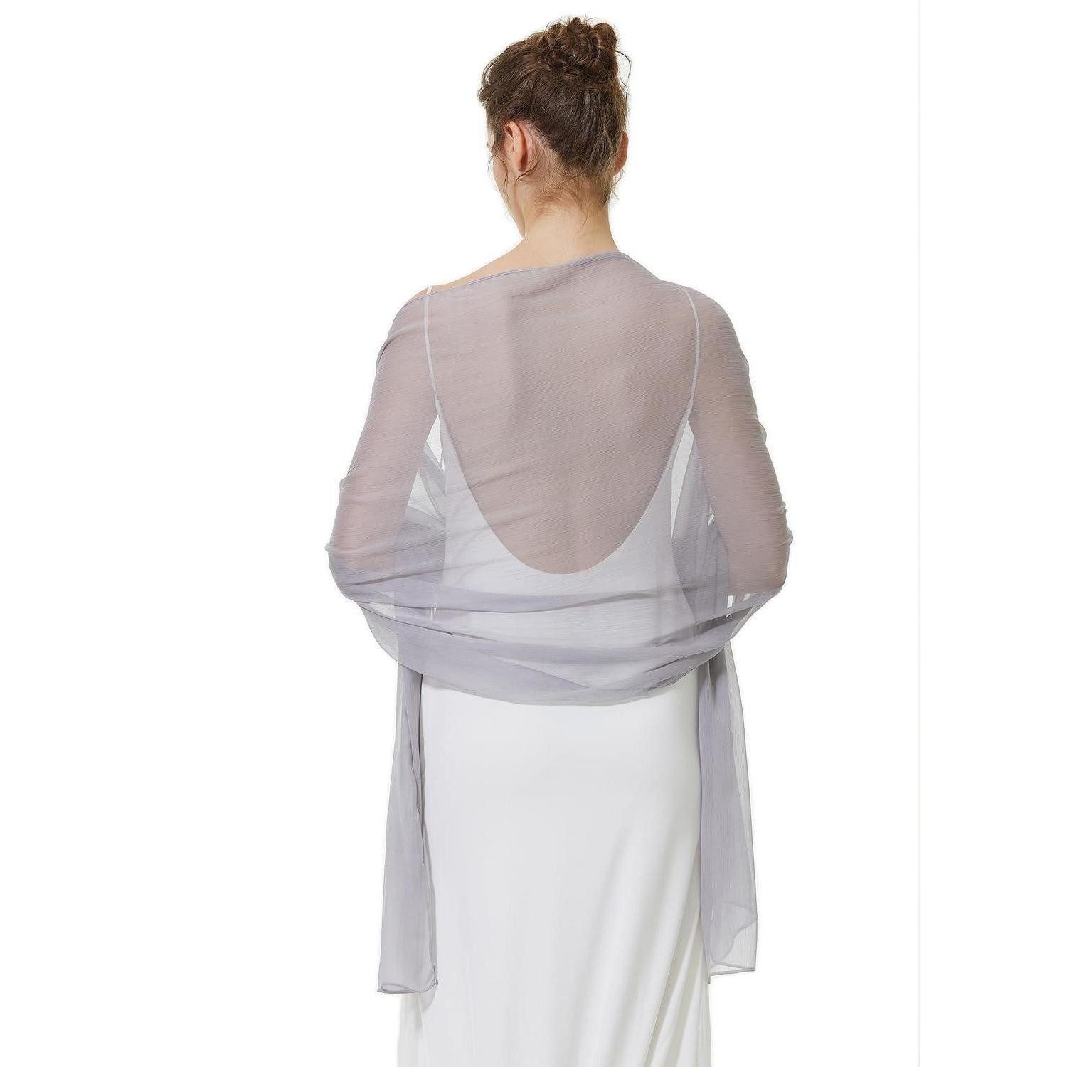 LuxusKollektion Multifunktionstuch Stola Crepe Schal Silbergrau