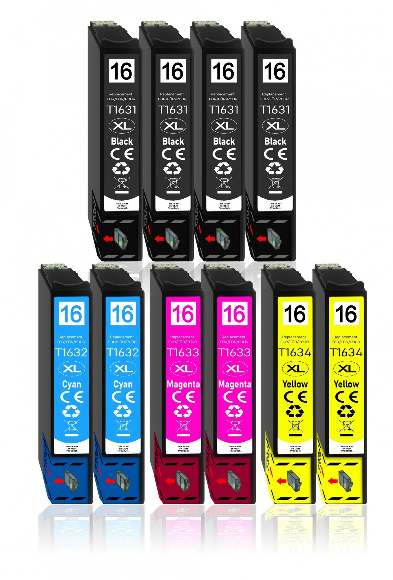 Druckerparadies 10er Multipack für Epson 16XL Tintenpatronen Set Tintenpatrone (10-tlg., WF2010 WF2510 WF2520 WF2530 WF2540 WF2630 WF2650 WF2660 WF2750 WF2760) von Druckerparadies