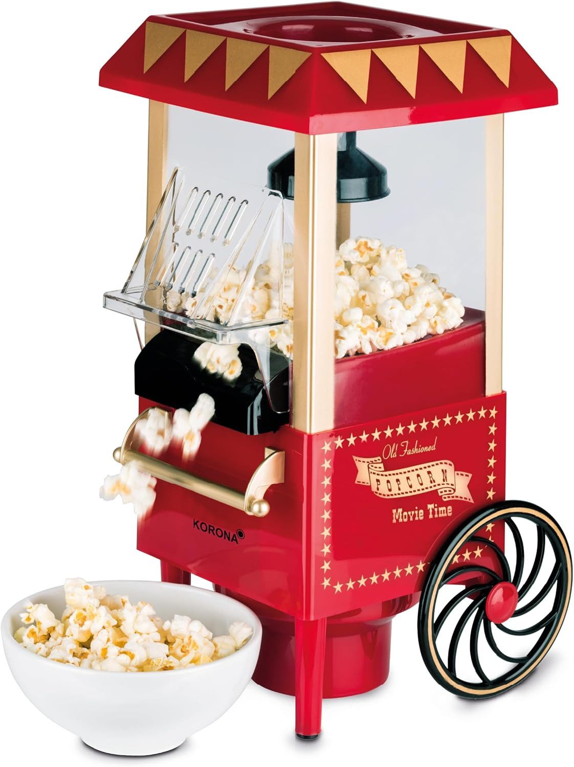 KORONA Popcornmaschine Popcorn Maschine 41100 1200 Watt Fettfreie Zubereitung Retro-Design