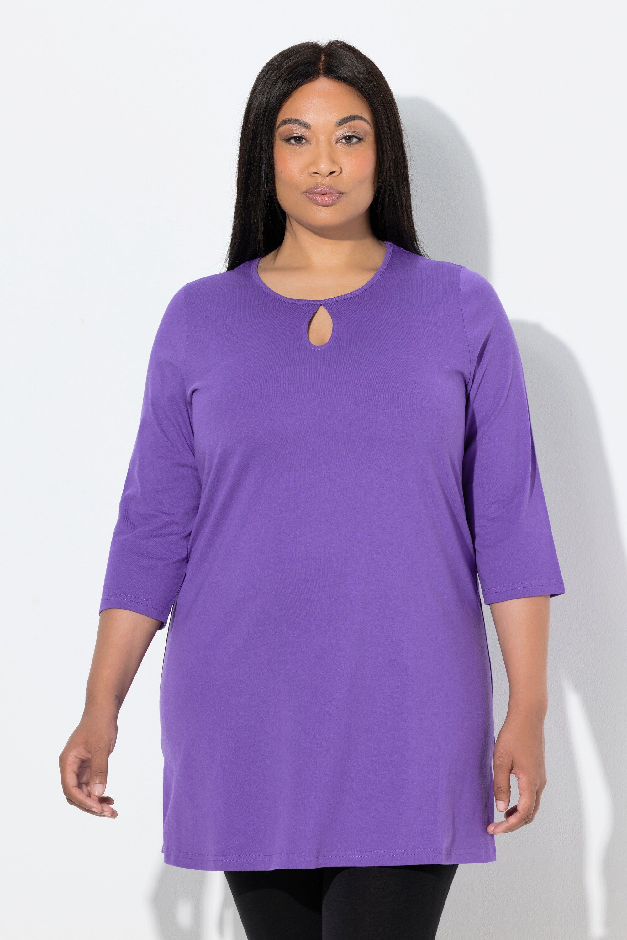 Longshirt Longshirt A-Linie Rundhalsausschnitt 3/4-Arm