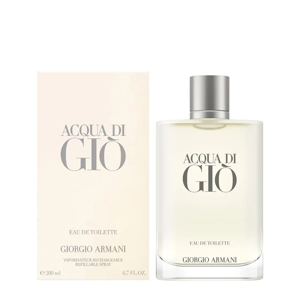 Giorgio Armani Eau de Toilette Armani Acqua Di Gio Homme Eau De Toilette Spray Nachfüllbar 200ml, Frischer, aquatischer Duft für Männer
