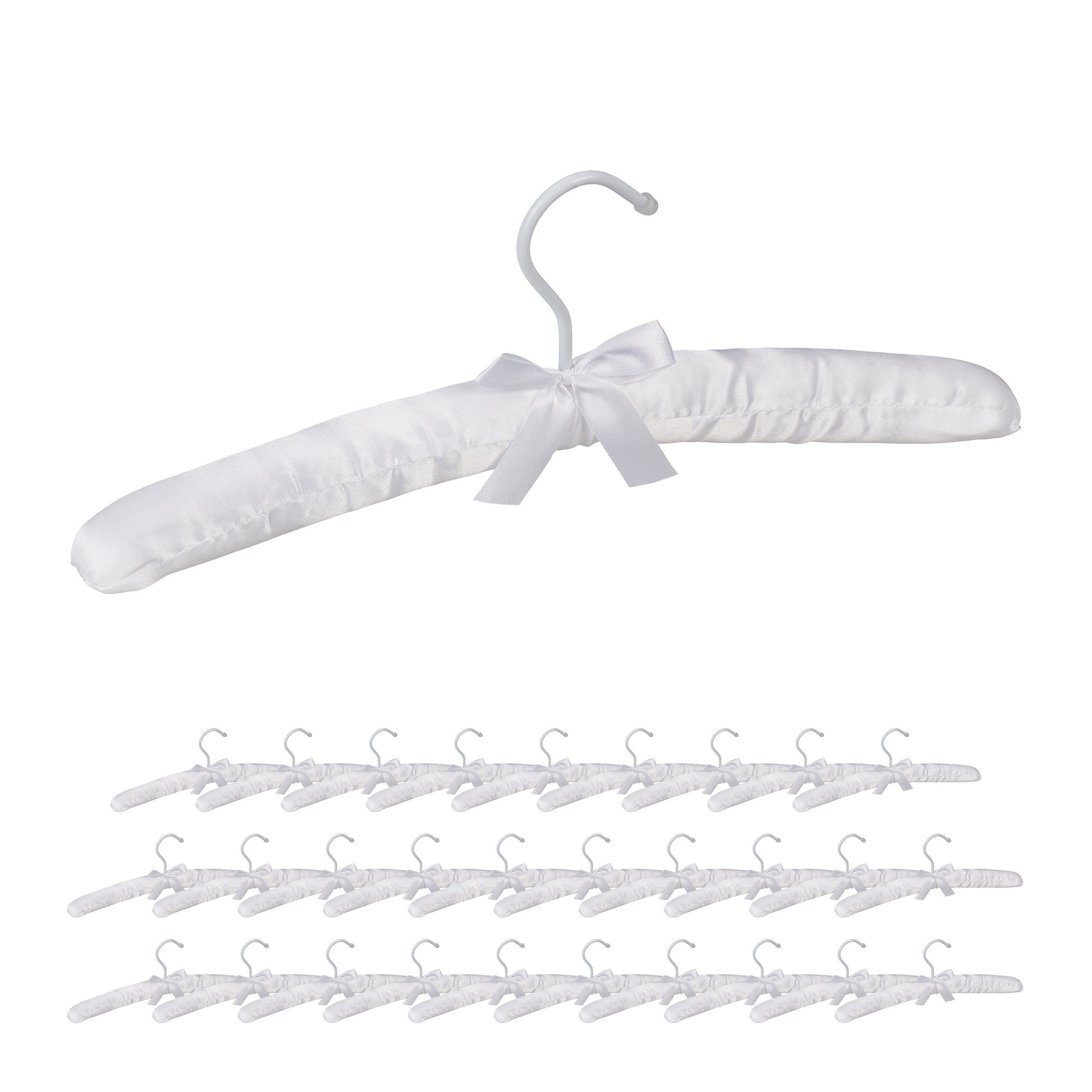 relaxdays Kleiderbügel 30x Kleiderbügel Satin weiß günstig online kaufen