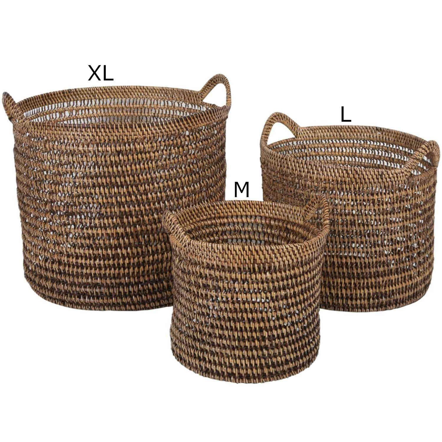 Casa Moro Flechtkorb Rattan Korb Eda Braun mit Henkel (Allzweckkorb Pflanzkorb Blumenkorb Weidenkorb)