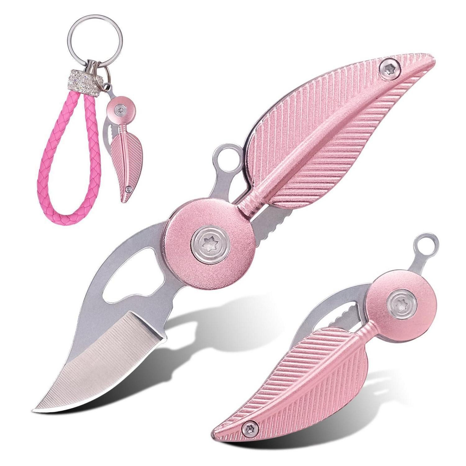 LuxusKollektion Taschenmesser Mini Taschenmesser Aluminium rosa Schlüsselanhängerfähig