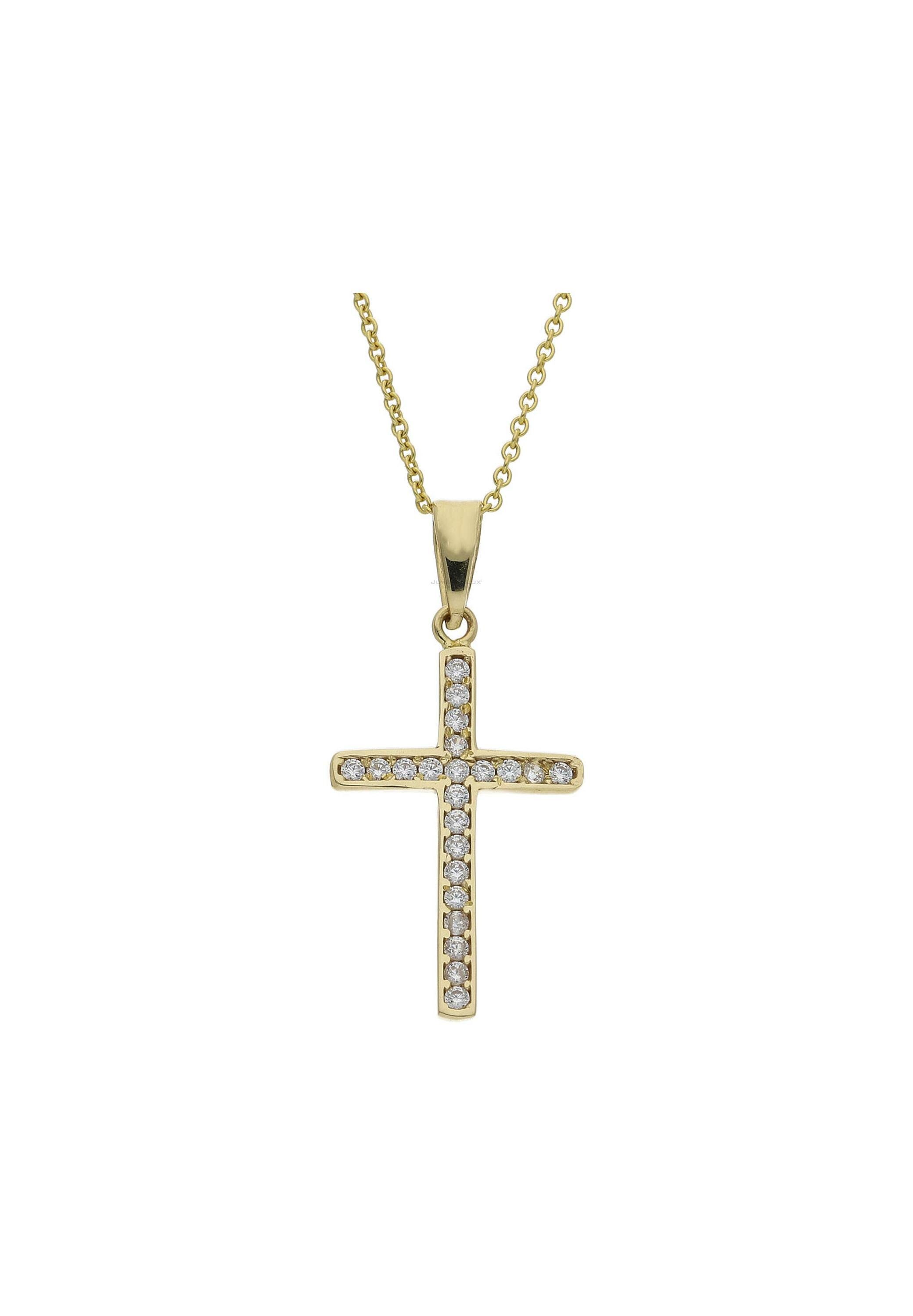 JuwelmaLux Kreuzanhänger mit Schmuckschachtel Kreuz inkl. Anhänger Kette 585/000, ohne Gold Zirkonia Gold Anhänger (1-tlg)