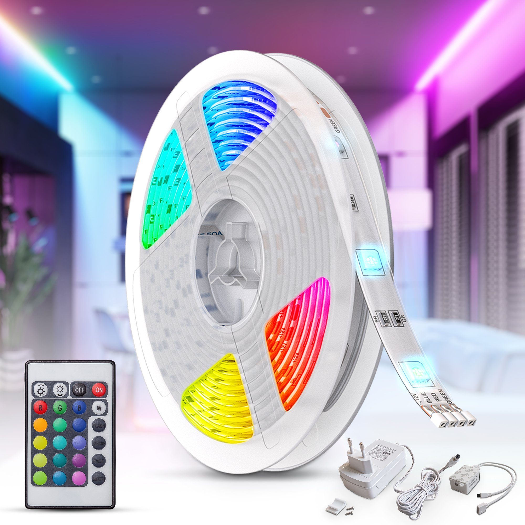 LED Streifen Batteriebetrieben - 5M 150LEDs LED Strip Batteriebetrieben,  Lichtband Batteriebetrieben Streifenlichter 8 Modi mit IR Fernbedienung