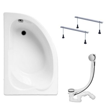 KOLMAN Badewanne Eckbadewanne Standard 135x85, (Links/Rechts), Acrylschürze Styroporverkleidung, Ablauf VIEGA & Füße GRATIS