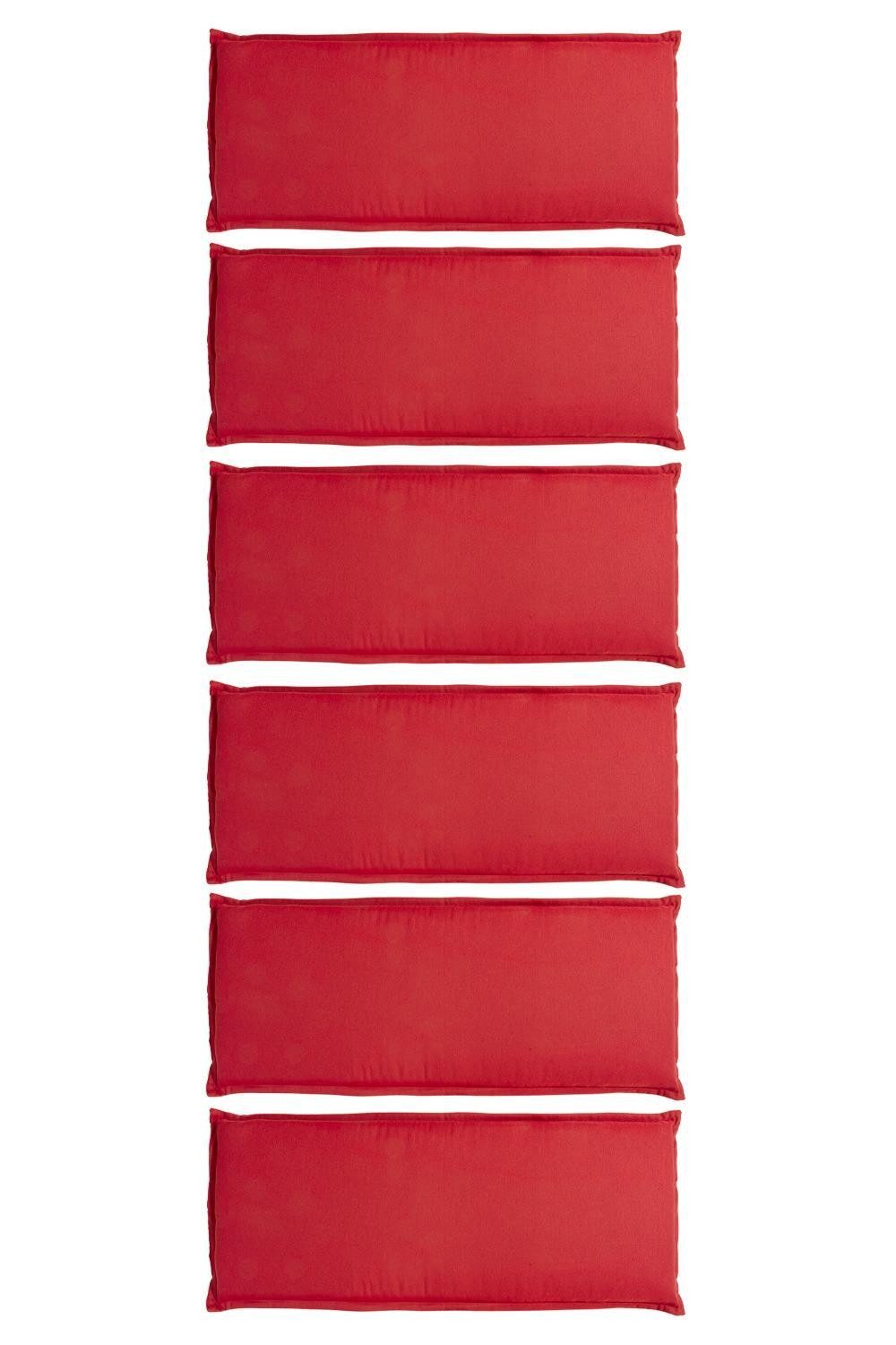 GO-DE Bankauflage REDSUN, B 48 x L 115 cm, Rot, Polyester, (Set, 6 St), für 2-Sitzer, mit Stehsaum