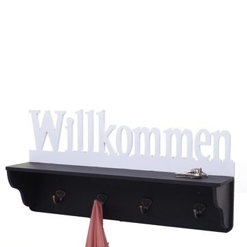 MCW Garderobenpaneel MCW-D41-w, 4 Haken, Ablagefläche, Kleiderhaken individuell anbringbar