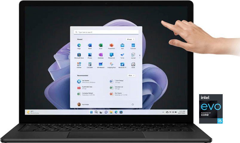 Microsoft Surface Laptop 5, PixelSense™-Display, 8 GB RAM, Windows 11 Home, Business-Notebook (34,29 cm/13,5 Zoll, Intel Core i5 1235U, Iris Xe Graphics, 512 GB SSD)