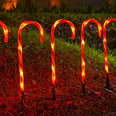 Rosnek LED Gartenleuchte Zuckerstange, wasserdicht, batterie, für weihnachtliche, Warmweiß, mit Pfählen, Wegmarkierung Garten- und Terrassendekoration