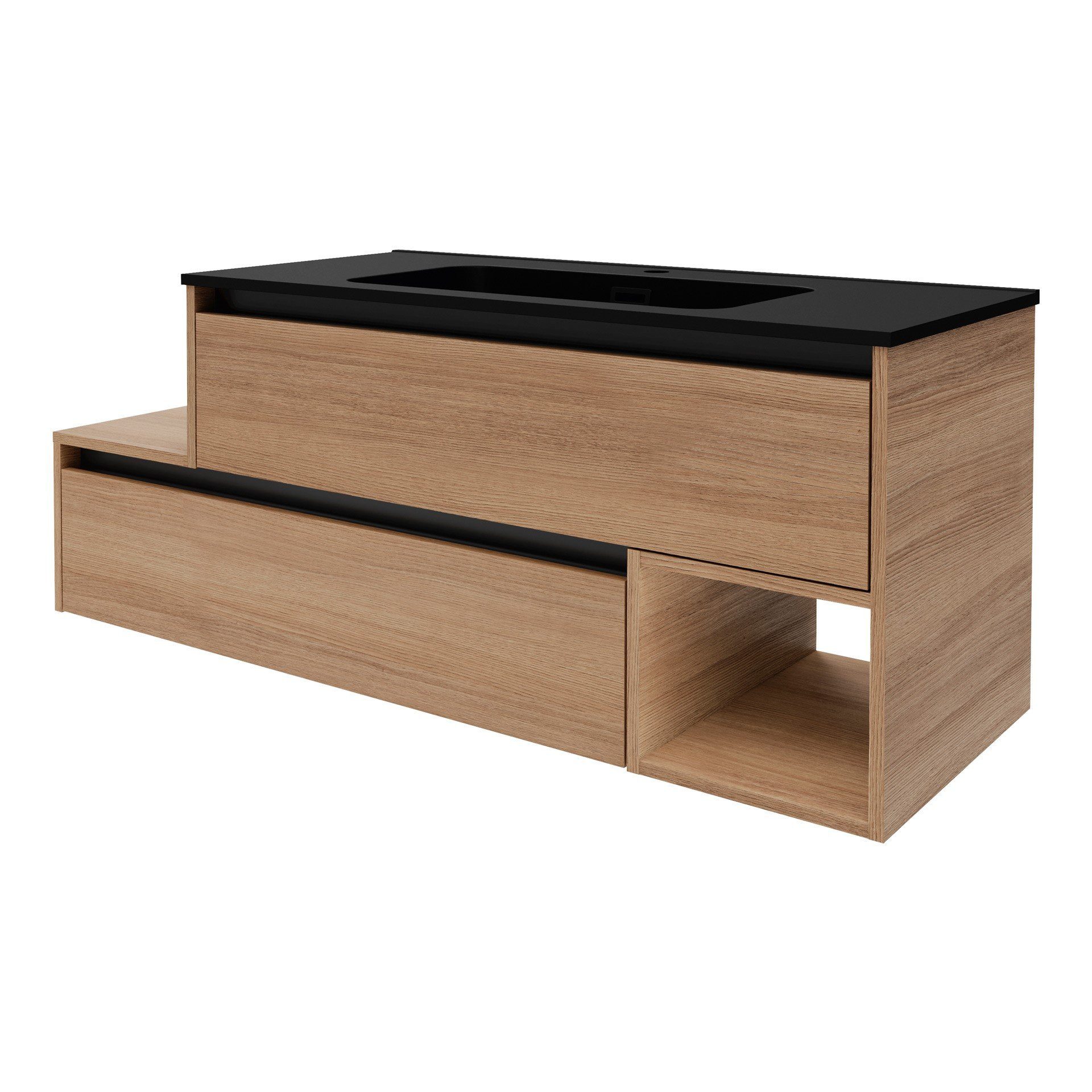 FACKELMANN Badmöbel-Set Waschtischunterbau, Gussmarmorbecken, Schubladenkommode