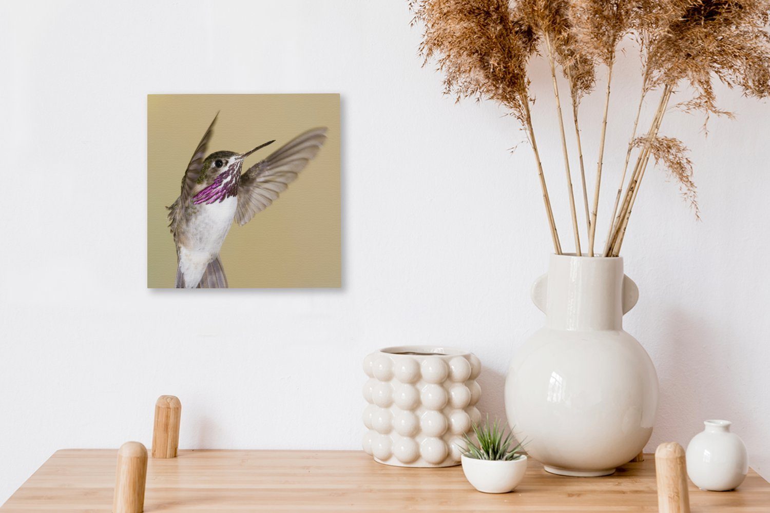 Kolibri OneMillionCanvasses® Leinwand - St), Leinwandbild Schlafzimmer (1 Bilder Vogel - Wohnzimmer Lila, für