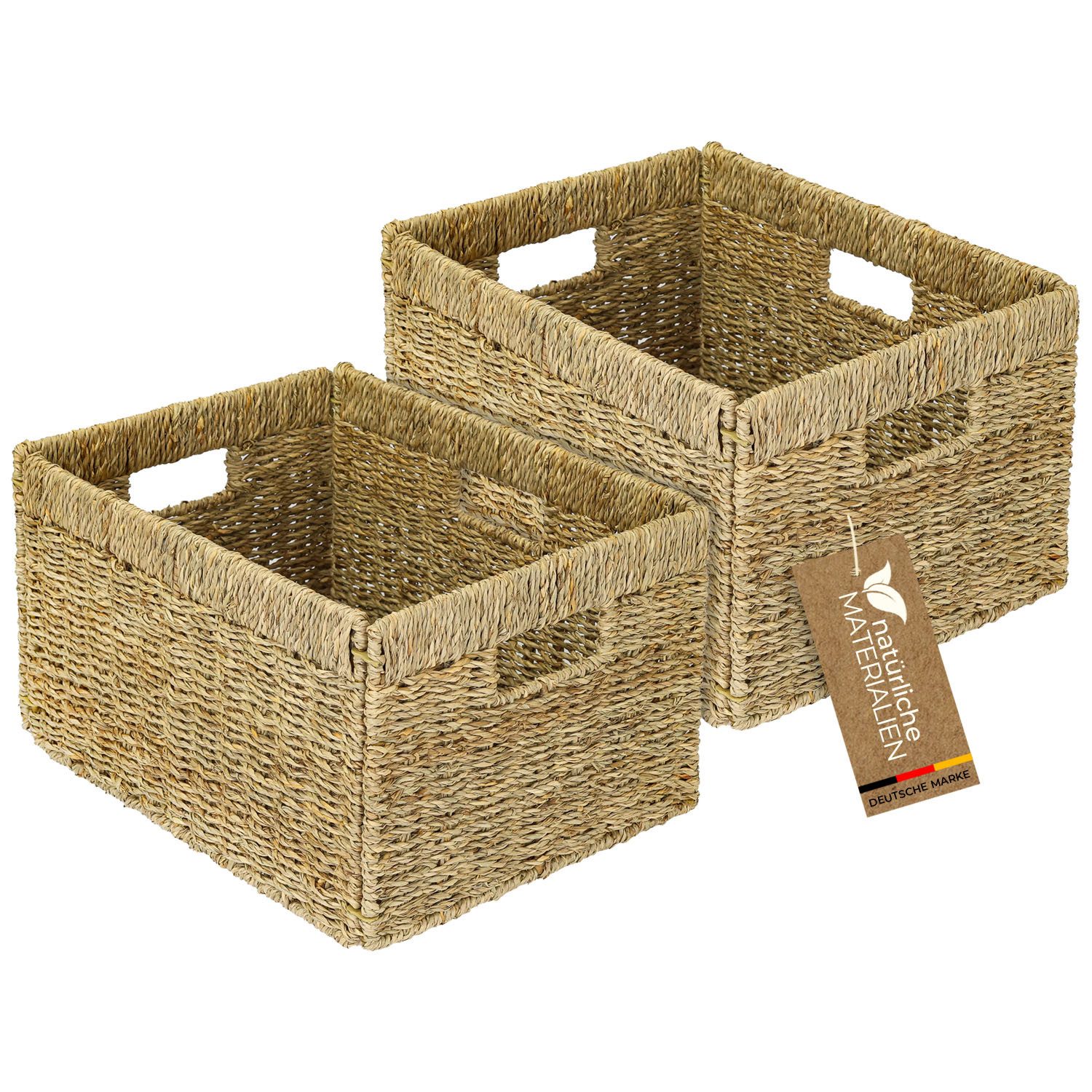 HMF Regalkorb Aufbewahrungskorb, Korb geflochten aus Seegras, passend für Billy, 35 x 25 x 20 cm