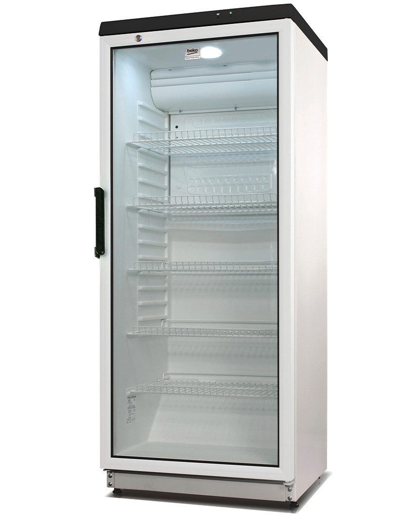 BEKO Vollraumkühlschrank ADN 202/2 BP, 145 cm hoch, 60 cm breit, Verschliessbare Glastür, Umluftventilator, Innenbeleuchtung