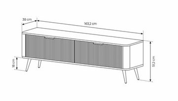 Furnix TV-Schrank Katine 163 cm Lowboard mit zwei Schränken Metallfüße in 2 Farben dekorativ & funktional, Blickfang in Ihrem zu Hause, 163,2x51,2x38 cm